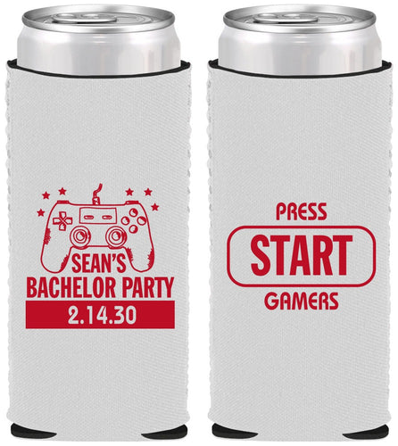 Custom Bachelor Party Neoprene Slim Can Coolers - Video Games | 40018
