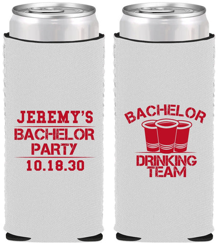 Custom Bachelor Party Neoprene Slim Can Coolers - Drinking Team | 40020