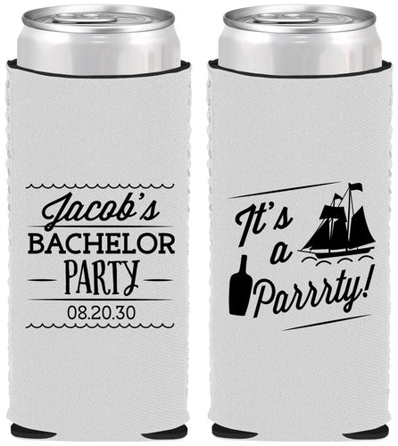 Custom Bachelor Party Neoprene Slim Can Coolers - Boat | 40023