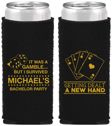 Custom Bachelor Party Neoprene Slim Can Coolers - Las Vegas | 40025