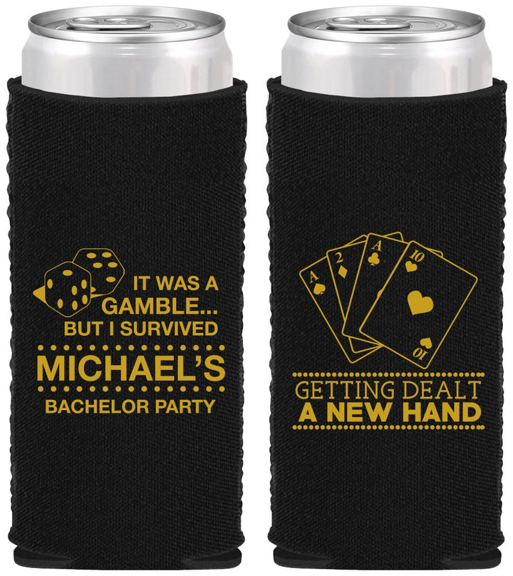 Custom Bachelor Party Neoprene Slim Can Coolers - Las Vegas | 40025