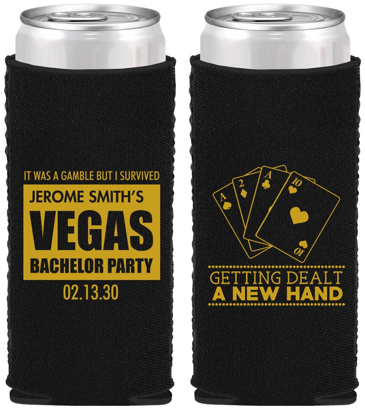 Custom Bachelor Party Neoprene Slim Can Coolers - Las Vegas | 40026