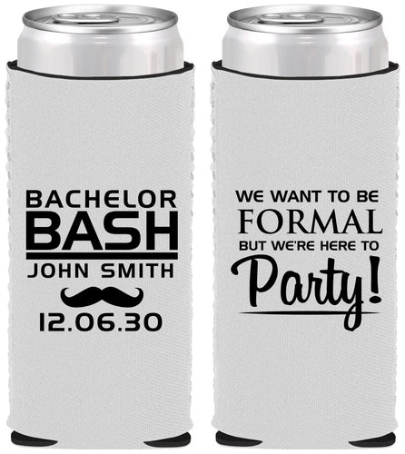 Custom Bachelor Party Neoprene Slim Can Coolers - Formal | 40030