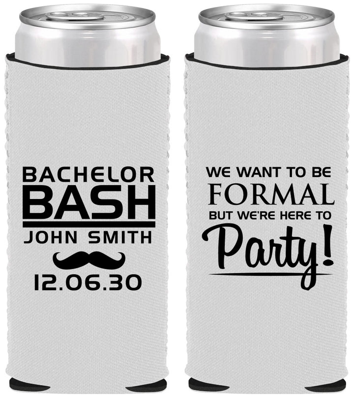 Custom Bachelor Party Neoprene Slim Can Coolers - Formal | 40030