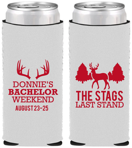 Custom Bachelor Party Neoprene Slim Can Coolers - Stags Last Stand | 40033
