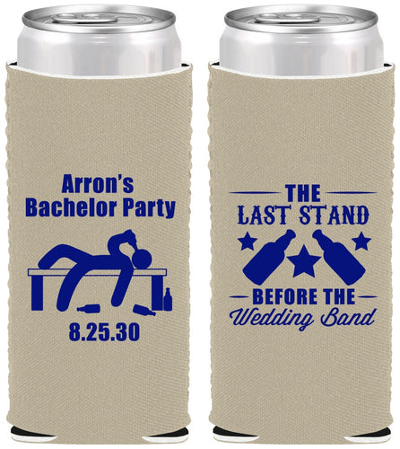 Custom Bachelor Party Neoprene Slim Can Coolers - The Last Stand | 40035