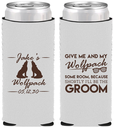 Custom Bachelor Party Neoprene Slim Can Coolers - Wolfpack | 40036