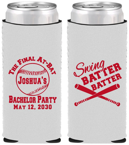 Custom Bachelor Party Neoprene Slim Can Coolers - Baseball | 40038
