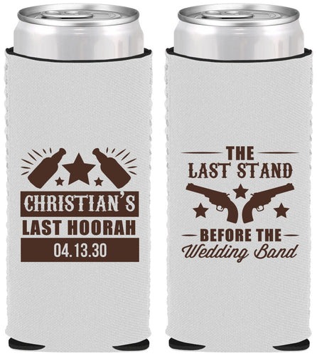 Custom Bachelor Party Neoprene Slim Can Coolers - Last Stand | 40046