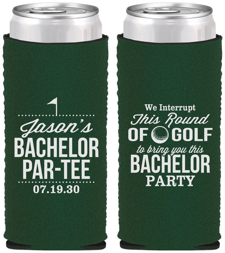 Custom Bachelor Party Neoprene Slim Can Coolers - Golf | 40052