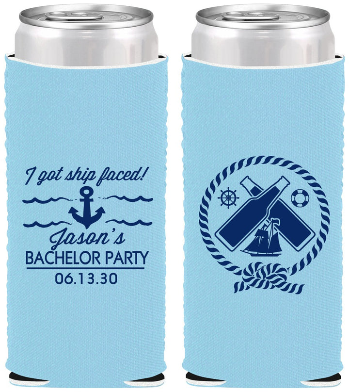 Custom Bachelor Party Neoprene Slim Can Coolers - Anchor | 40054