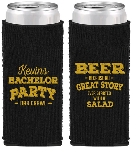 Custom Bachelor Party Neoprene Slim Can Coolers - Great Story | 40057