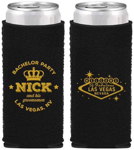 Custom Bachelor Party Neoprene Slim Can Coolers - Last Vegas | 40059