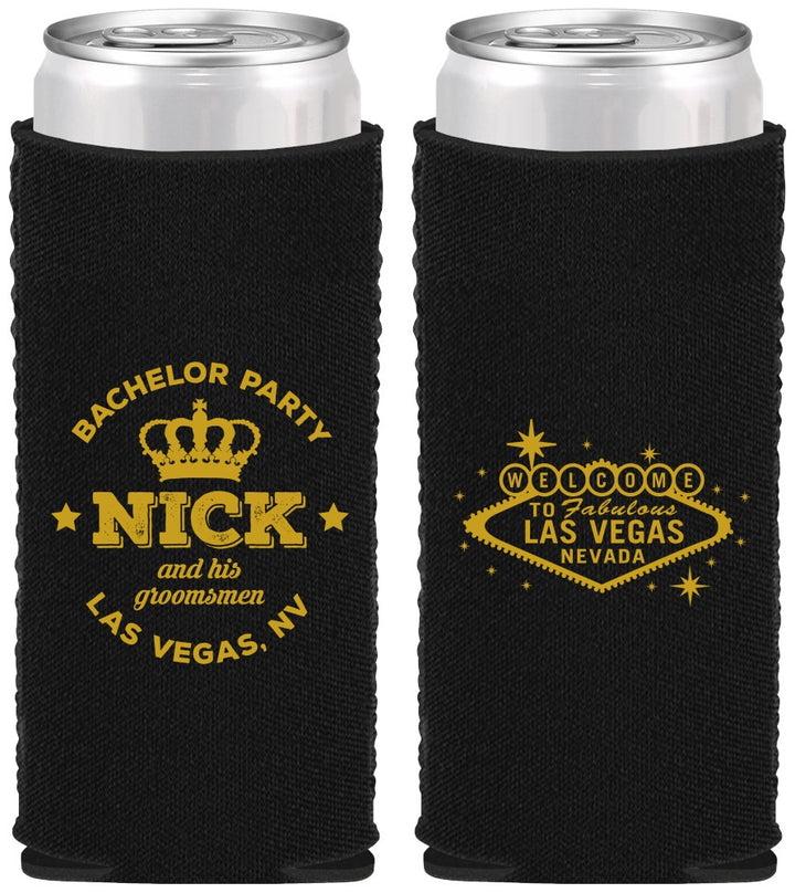 Custom Bachelor Party Neoprene Slim Can Coolers - Last Vegas | 40059