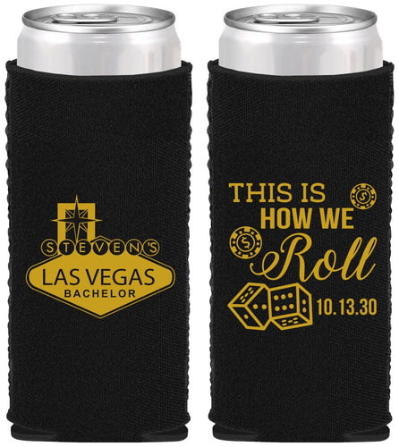 Custom Bachelor Party Neoprene Slim Can Coolers - Last Vegas | 40061