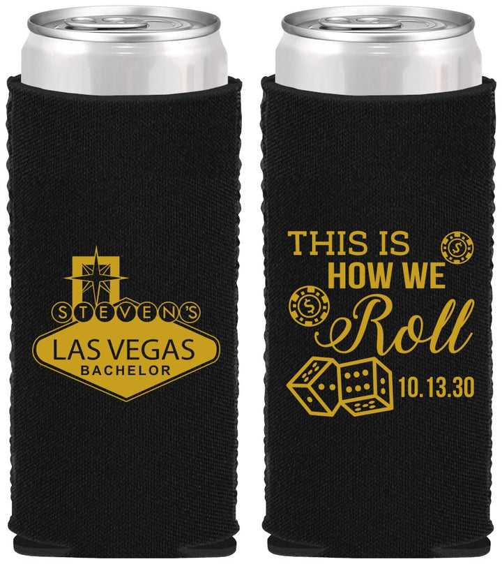 Custom Bachelor Party Neoprene Slim Can Coolers - Last Vegas | 40061