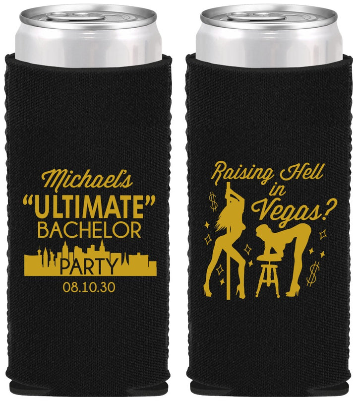 Custom Bachelor Party Neoprene Slim Can Coolers - Last Vegas | 40062