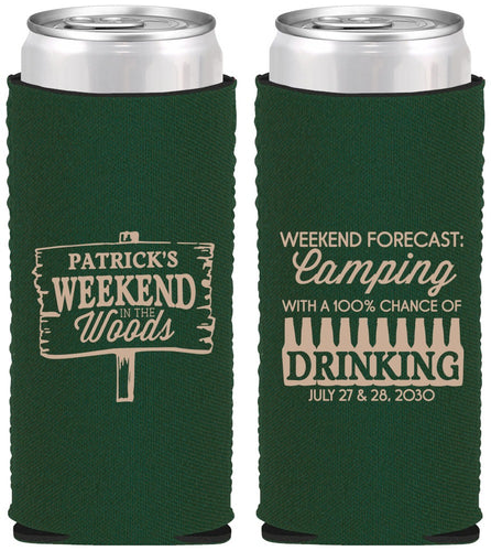 Custom Bachelor Party Neoprene Slim Can Coolers - Camping | 40064