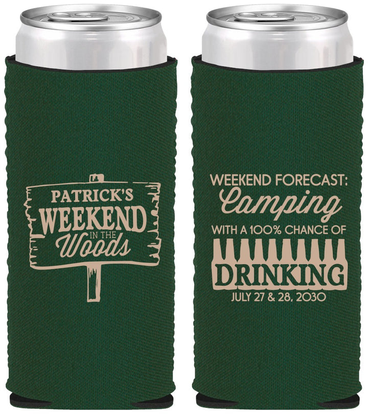 Custom Bachelor Party Neoprene Slim Can Coolers - Camping | 40064