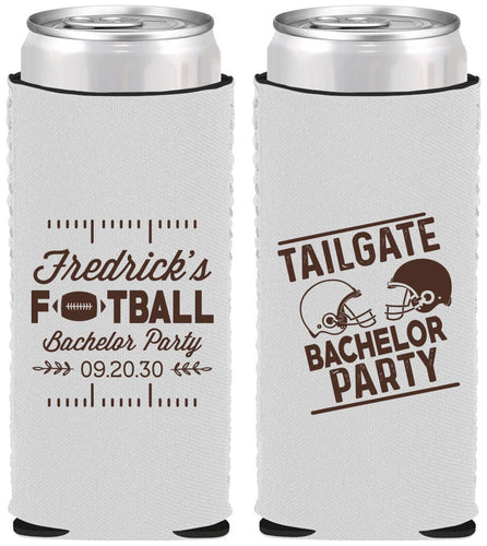 Custom Bachelor Party Neoprene Slim Can Coolers - Football | 40067