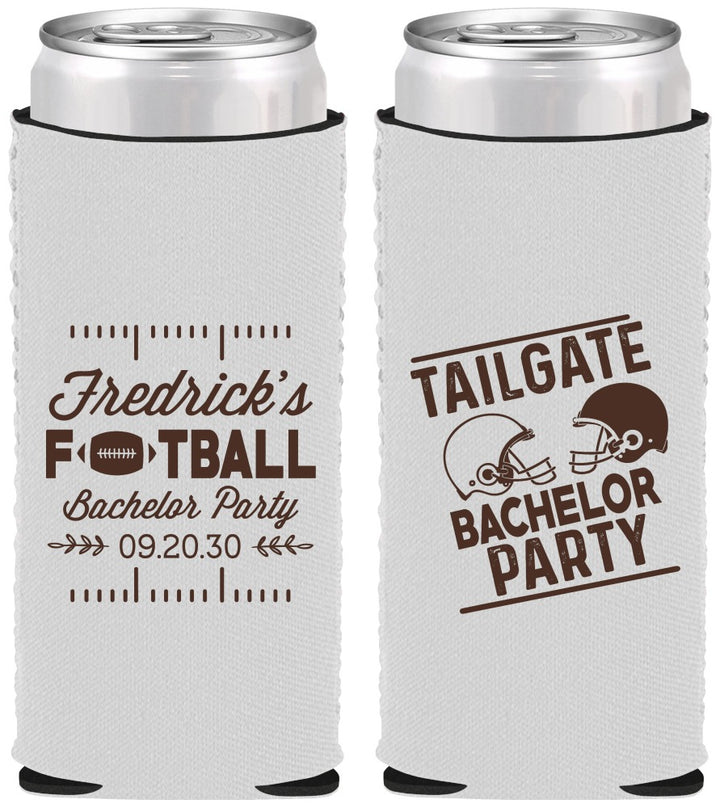 Custom Bachelor Party Neoprene Slim Can Coolers - Football | 40067