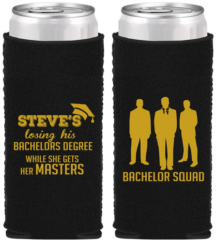 Custom Bachelor Party Neoprene Slim Can Coolers - Squad | 40068