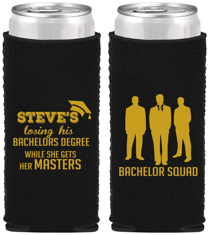 Custom Bachelor Party Neoprene Slim Can Coolers - Squad | 40068