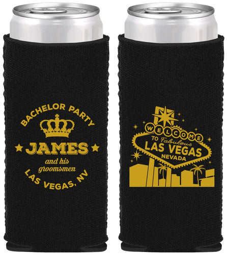 Custom Bachelor Party Neoprene Slim Can Coolers - Las Vegas | 40069