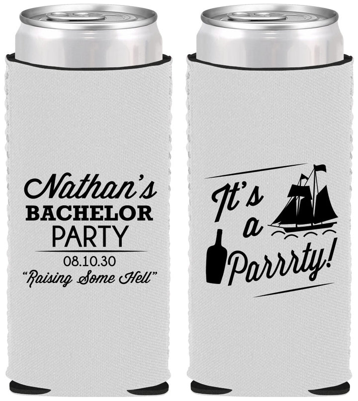 Custom Bachelor Party Neoprene Slim Can Coolers - Boat | 40076