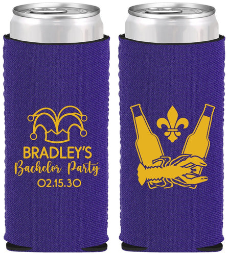 Custom Bachelor Party Neoprene Slim Can Coolers - New Orleans | 40077