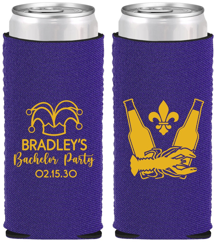 Custom Bachelor Party Neoprene Slim Can Coolers - New Orleans | 40077