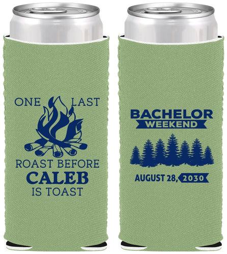 Custom Bachelor Party Neoprene Slim Can Coolers - Camping | 40079