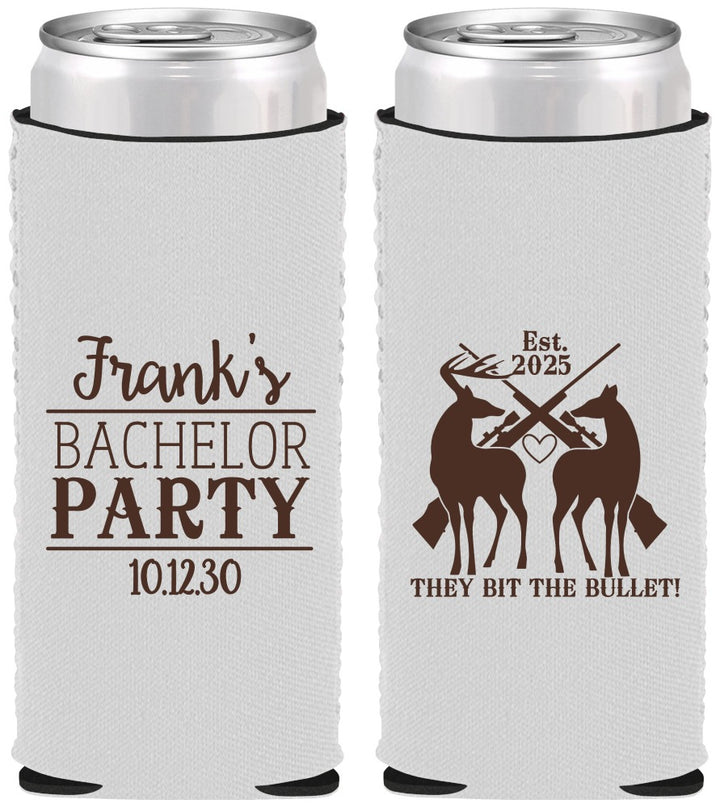 Custom Bachelor Party Neoprene Slim Can Coolers - Hunting | 40083