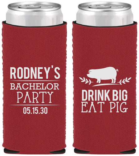 Custom Bachelor Party Neoprene Slim Can Coolers - Bbq | 40088