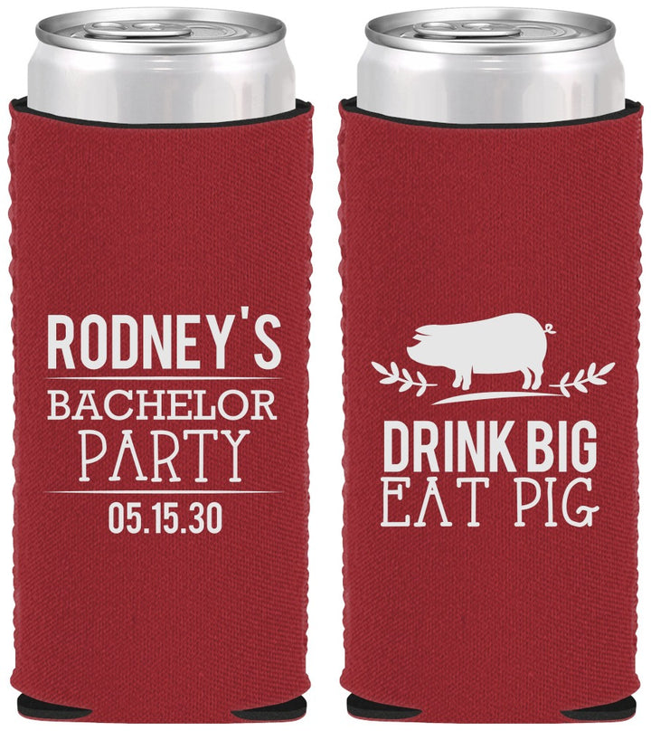 Custom Bachelor Party Neoprene Slim Can Coolers - Bbq | 40088