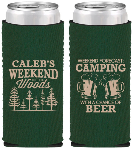 Custom Bachelor Party Neoprene Slim Can Coolers - Camping | 40091
