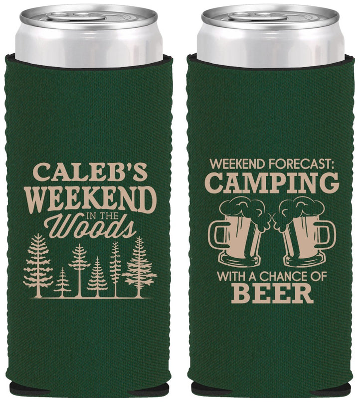 Custom Bachelor Party Neoprene Slim Can Coolers - Camping | 40091