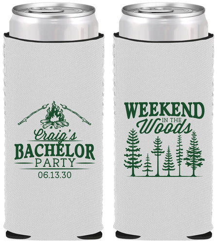 Custom Bachelor Party Neoprene Slim Can Coolers - Camping | 40093