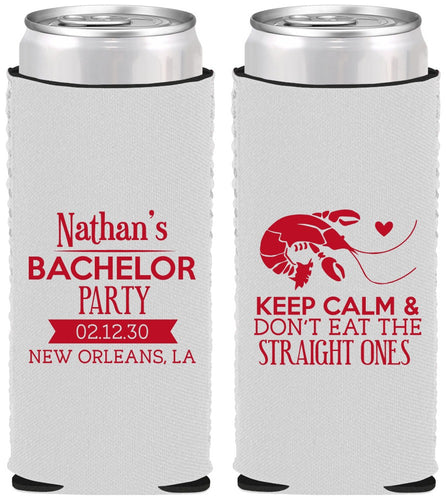 Custom Bachelor Party Neoprene Slim Can Coolers - Crawfish Boil | 40094