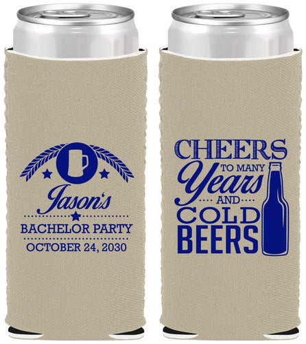 Custom Bachelor Party Neoprene Slim Can Coolers - Cheers | 40097