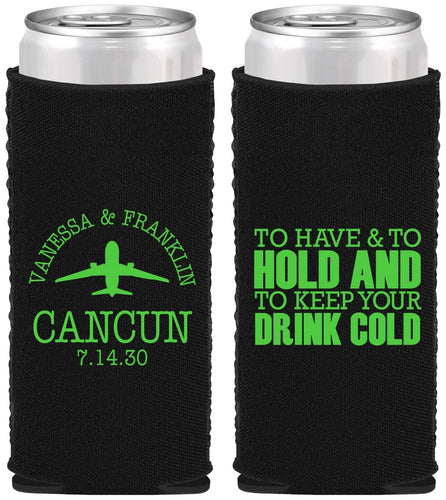 Custom Wedding Neoprene Slim Can Coolers - To Have And To Hold | 408