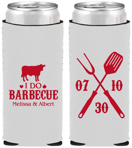 Custom Wedding Neoprene Slim Can Coolers - I Do Barbecue Bbq | 433