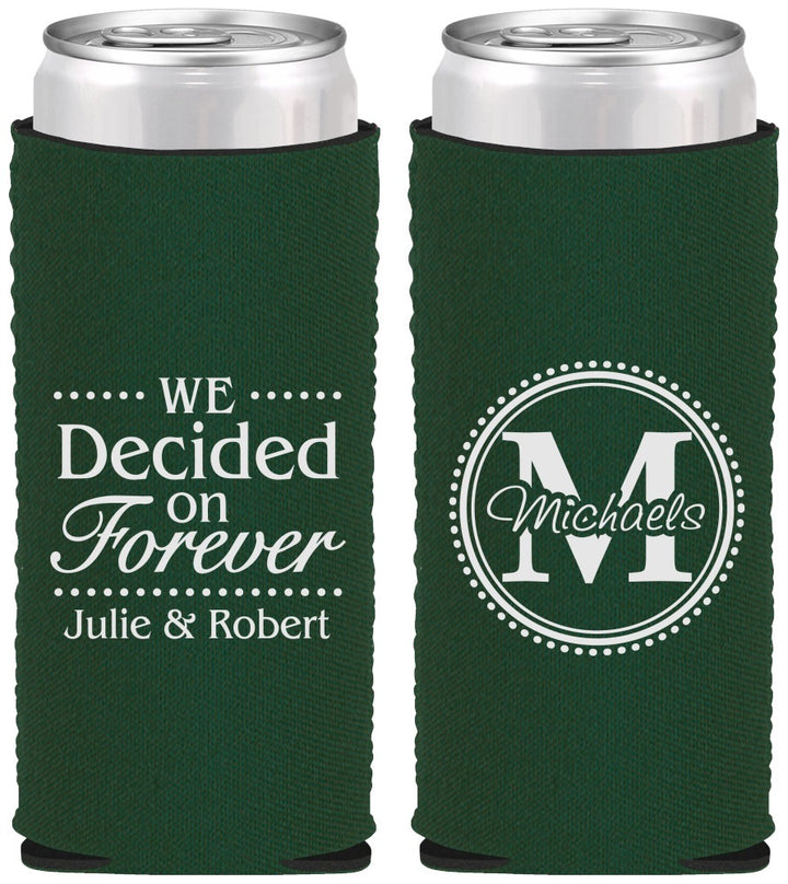 Custom Wedding Neoprene Slim Can Coolers - Monogram | 435