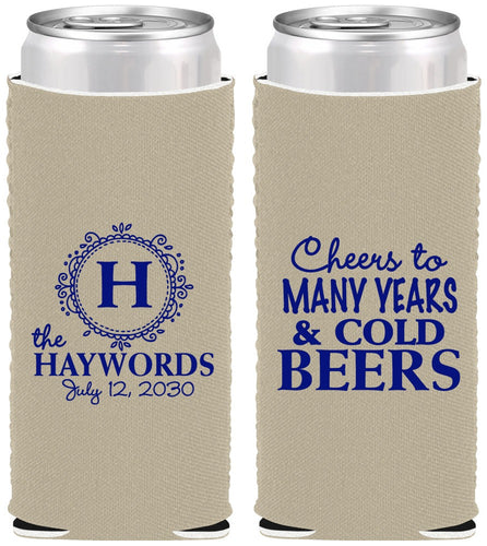 Custom Wedding Neoprene Slim Can Coolers - Cheers To Cold Beers | 439