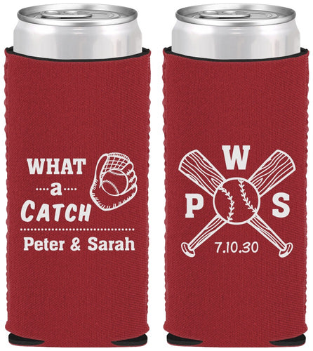 Custom Wedding Neoprene Slim Can Coolers - Baseball | 443
