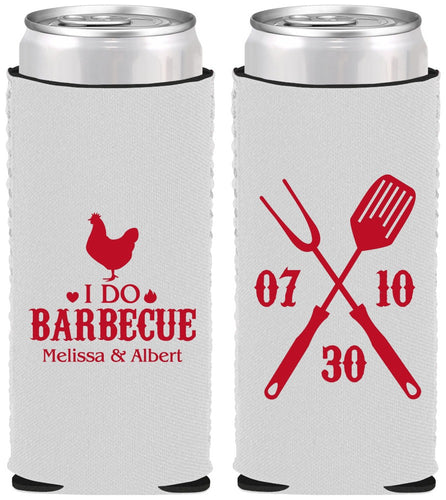 Custom Wedding Neoprene Slim Can Coolers - I Do Barbecue Bbq | 445