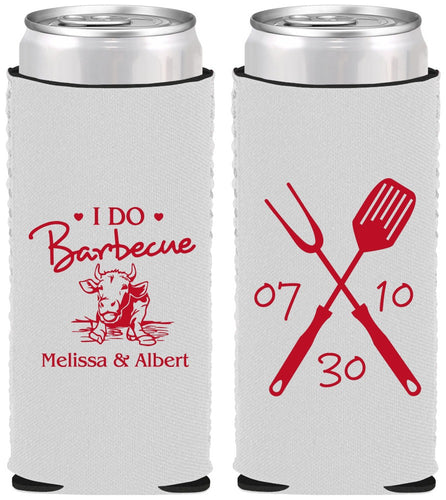 Custom Wedding Neoprene Slim Can Coolers - I Do Barbecue Bbq | 447