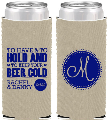 Custom Wedding Neoprene Slim Can Coolers - Monogrammed | 450