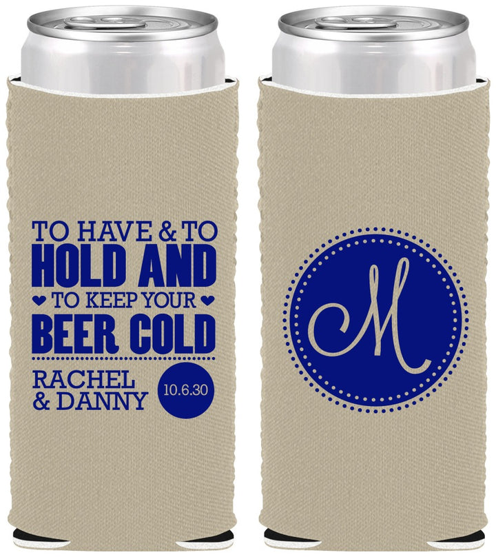 Custom Wedding Neoprene Slim Can Coolers - Monogrammed | 450