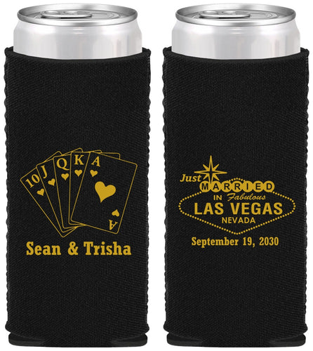 Custom Wedding Neoprene Slim Can Coolers - Las Vegas | 453